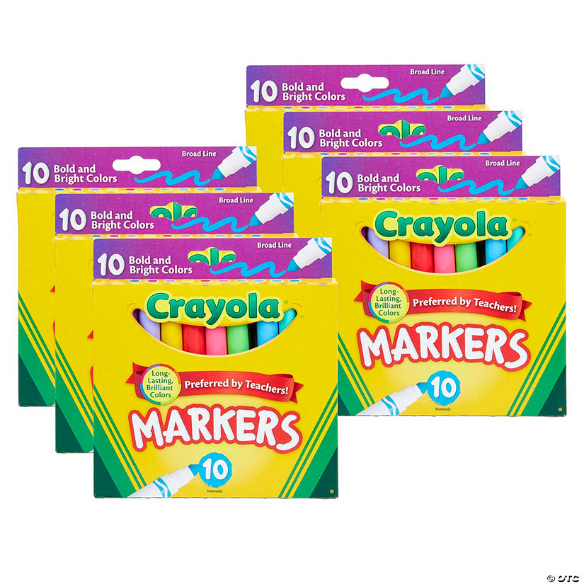 Crayola Broad Line Markers, Bold & Bright Colors, 10 Per Pack, 6 Packs Image