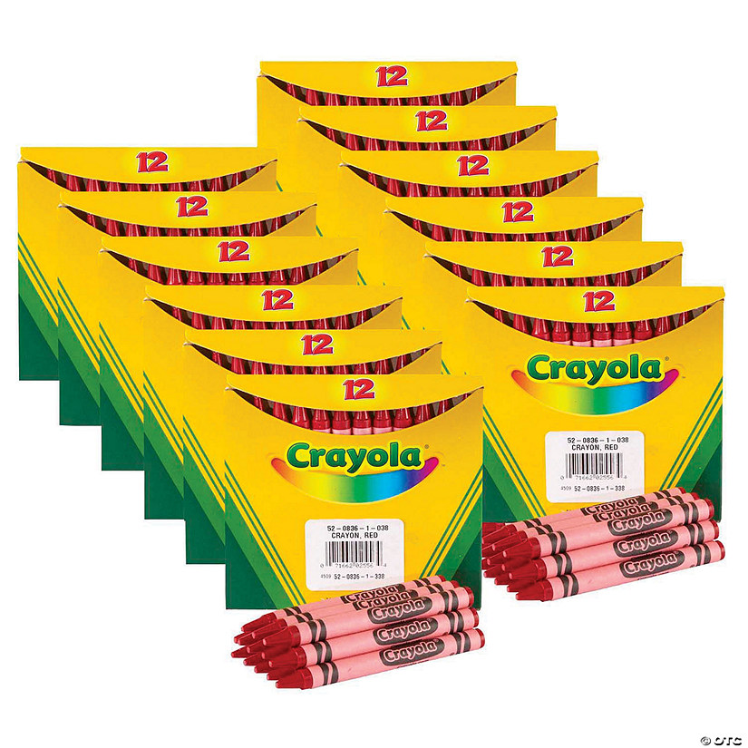 Crayola Bulk Crayons, Red, Regular Size, 12 Per Box, 12 Boxes Image