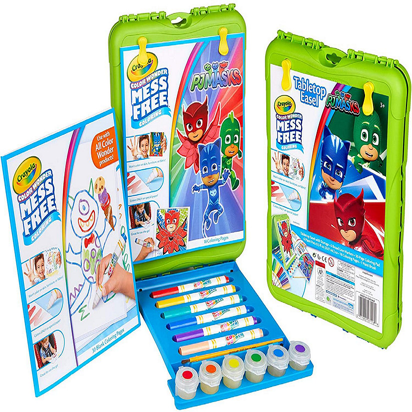 Crayola&#8482; Color wonder PJ Mask Travel Easel With 30 Bonus pages, Full size color wonder markers and paints! Image