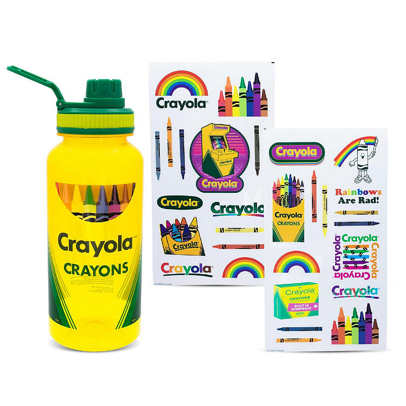 Crayola Crayon Box Retro Twist Spout Water Bottle and Sticker Set  32 Ounces Image