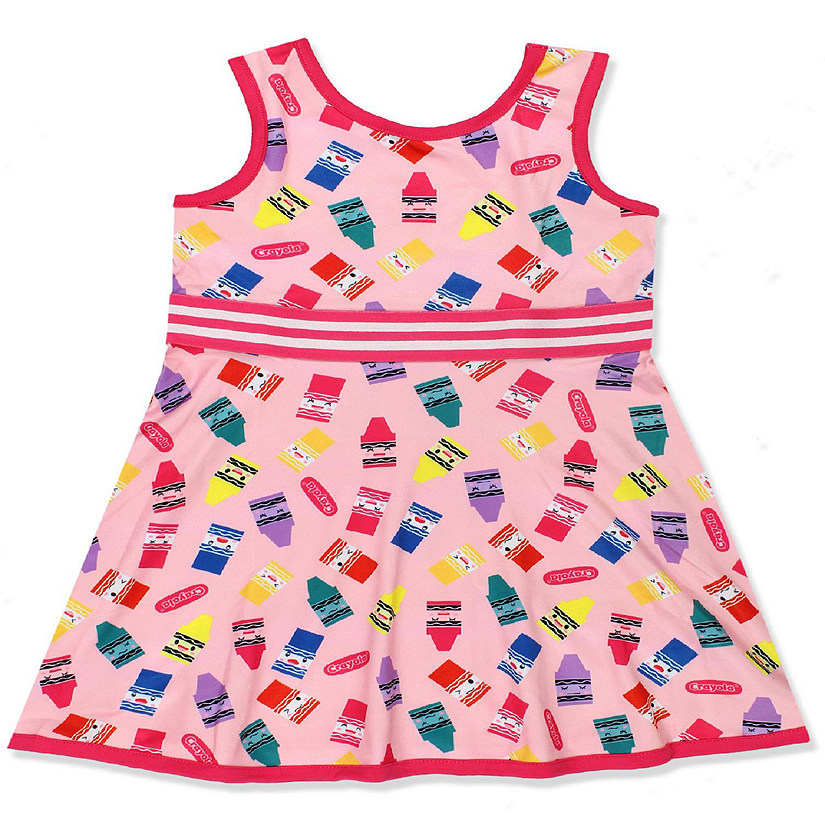 Crayola Crayon Toddler Girls Fit and Flare Ultra Soft Dress (2T, Pink) Image
