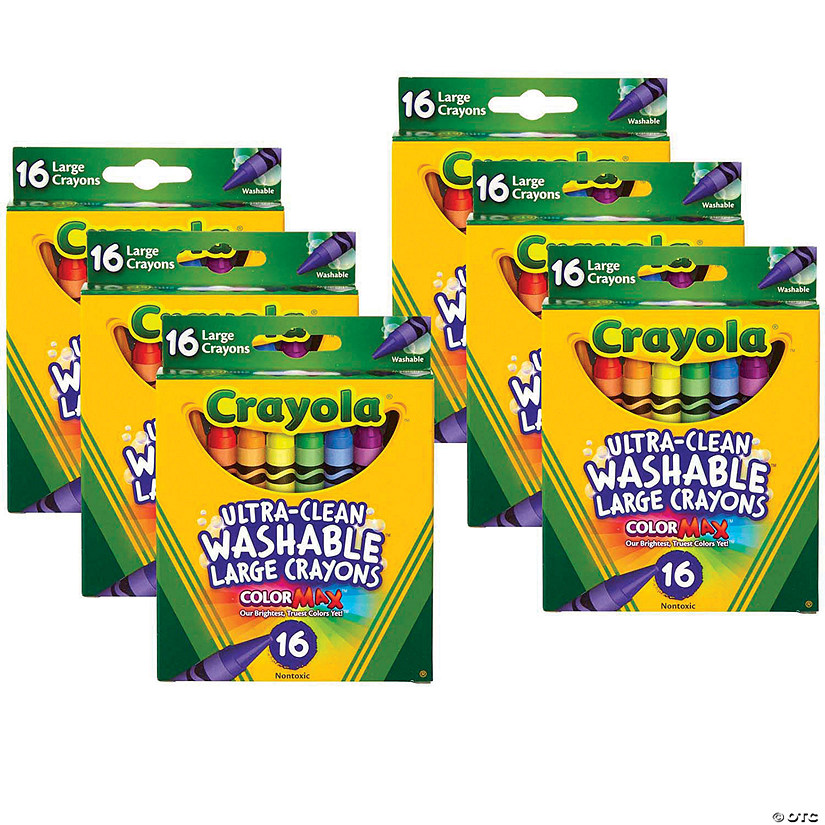 Crayola Large Washable Crayons, 16 Per Box, 6 Boxes Image