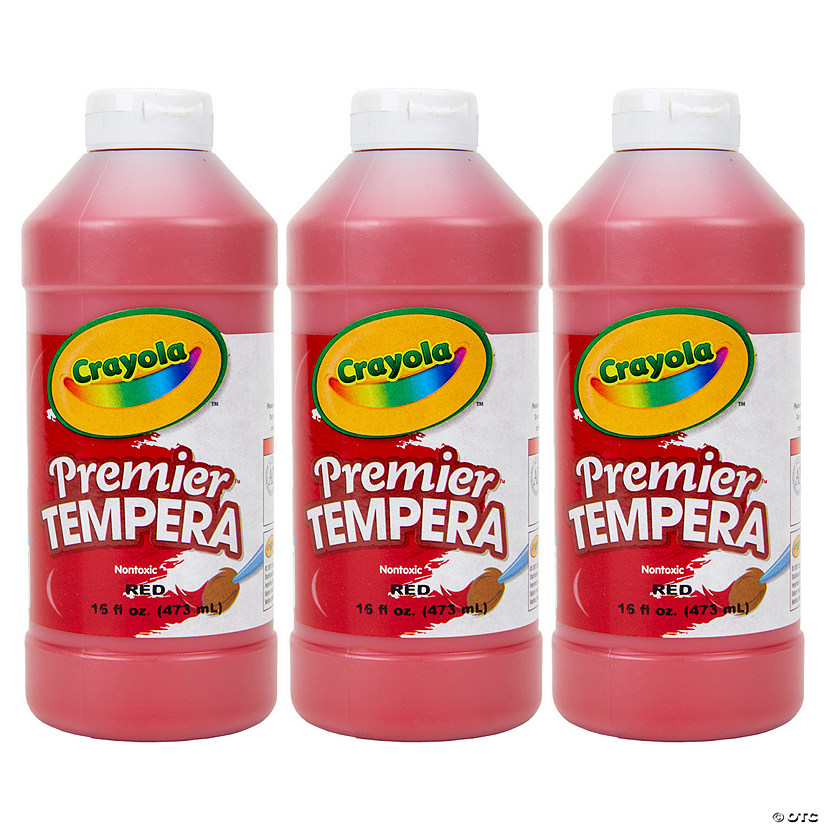 Crayola Premier Tempera Paint, 16 oz, Red, Pack of 3 Image
