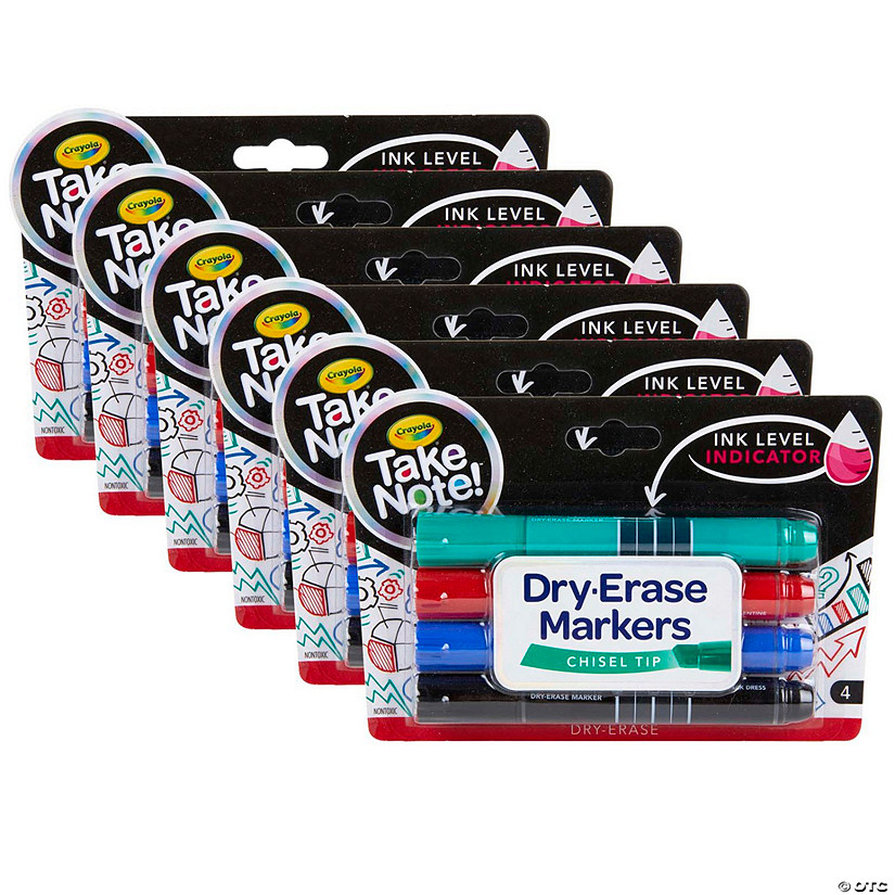 Crayola Take Note Chisel Tip Dry Erase Marker, 4 Per Pack, 6 Packs Image