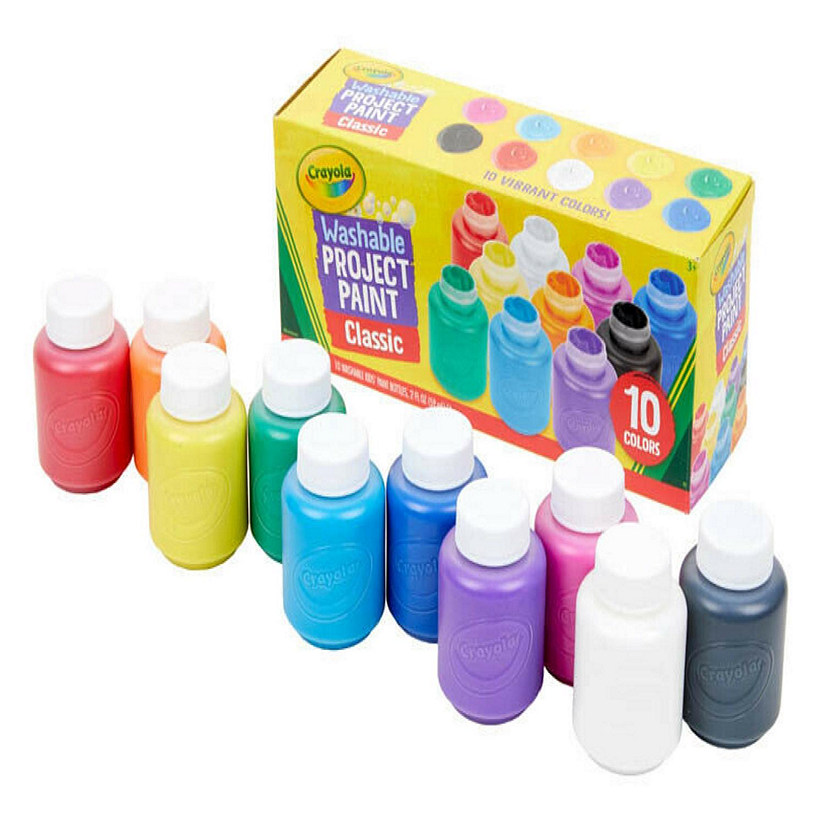 Crayola Washable Kids' Paint Classic Colors Set Of 10 Bottles 2oz Image