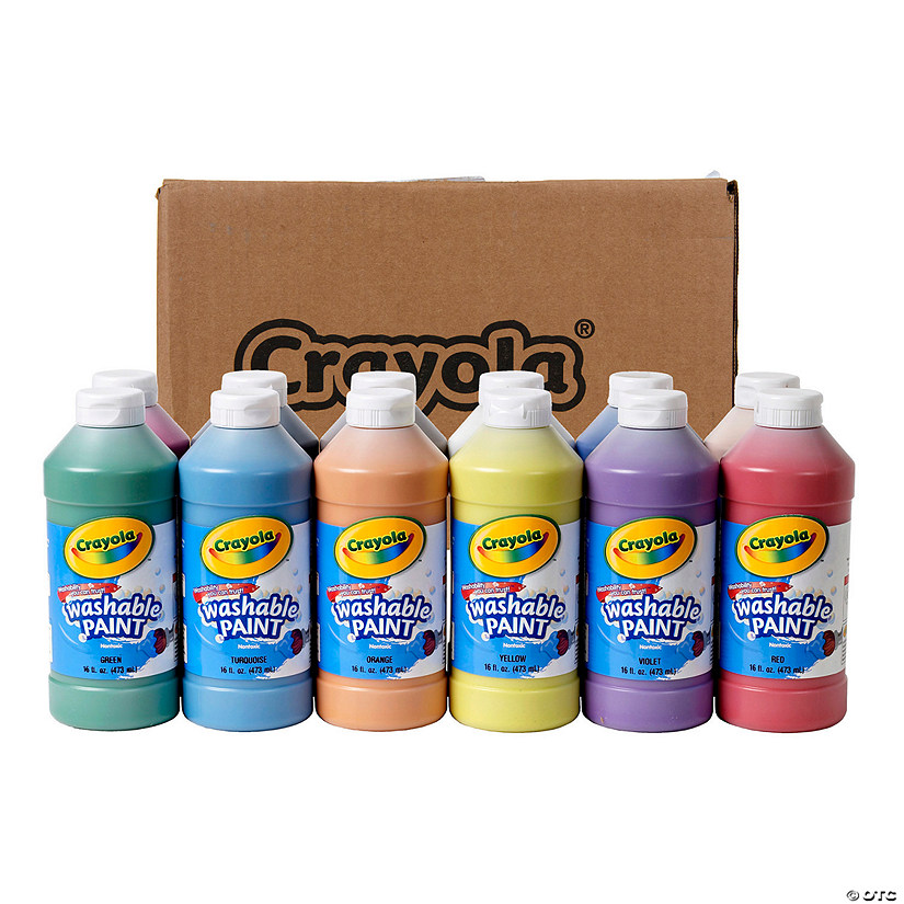 Crayola Washable Paint, Assorted Colors, 16 oz, 12 Count Image