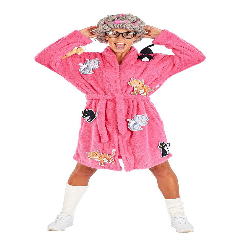 Crazy Cat Lady Adult Costume  Robe & Wig Funny Costume Set  One Size Fits Most Image