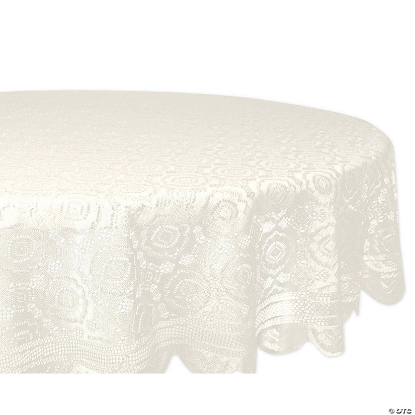 Cream Vintage Polyester Lace Tablecloth 63 Round Image