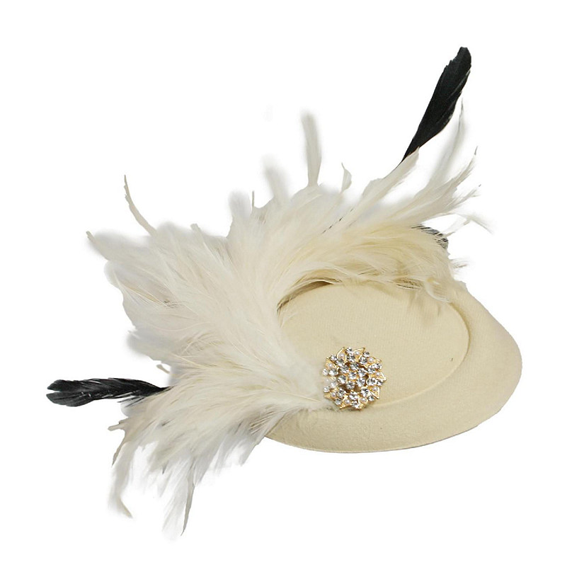 Creamy Feather Fascinator Adult Costume Hat Image