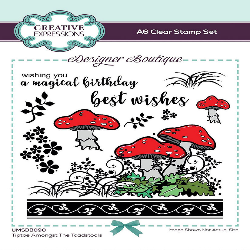 Creative Expressions Designer Boutique Woodland Walk Collection Tiptoe Amongst The Toadstools A6 Clear Stamp Set Image