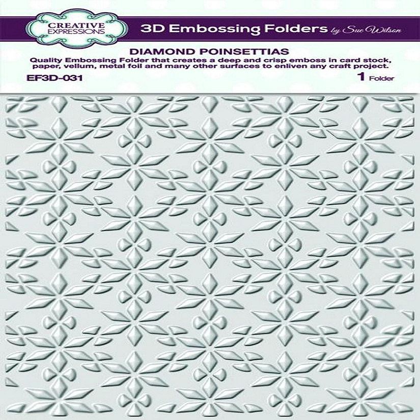 Creative Expressions Diamond Poinsettias 5 34 x 7 12 3D Embossing Folder Image