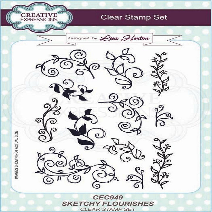 Creative Expressions Sketchy Flourishes A5 Clear Stamp Set Image