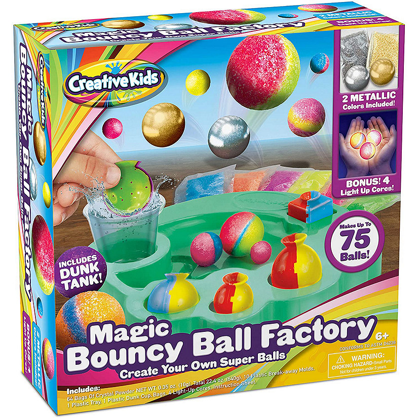 Creative Kids Make Your Own DIY Bouncy Ball Metallic & Light-up Crystal Balls Craft Kit for Kids Image