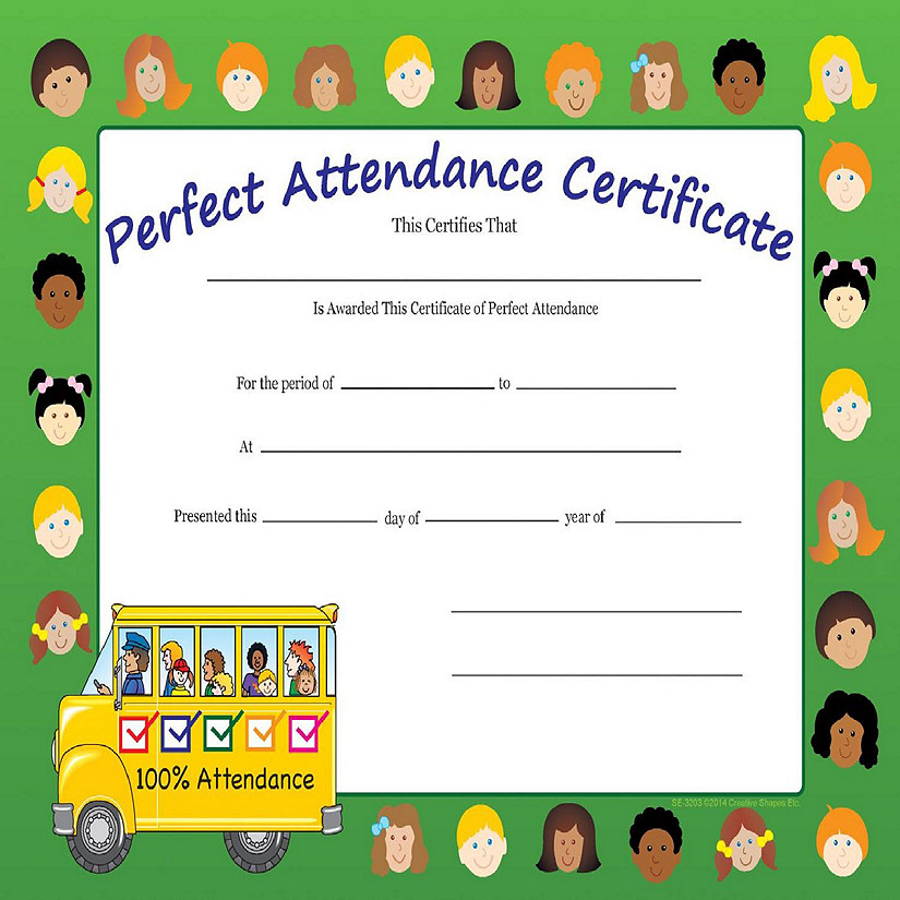 Creative Shapes Etc. - Recognition Certificate - Perfect Attendance Image