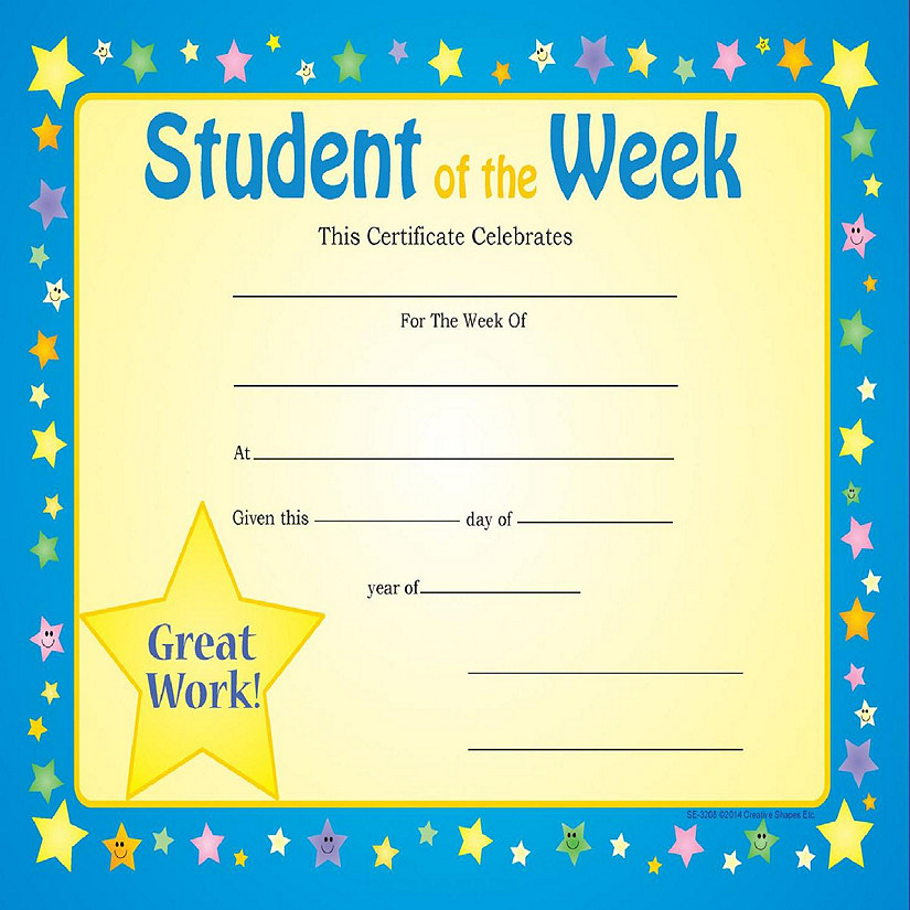 Creative Shapes Etc. - Recognition Certificate - Student Of The Week Image