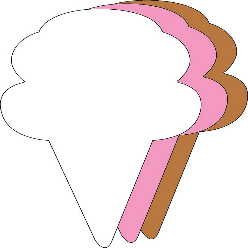Creative Shapes Etc. - Small Tri Color Creative Foam Craft Cut-outs - Neapolitan Ice Cream Cone Image