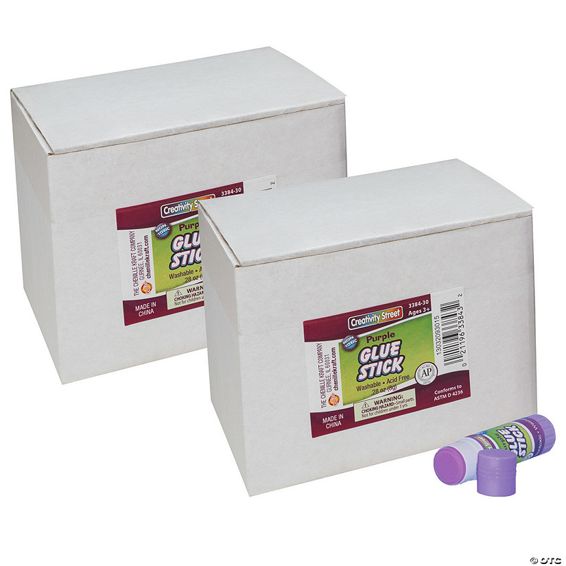Creativity Street Glue Sticks, Purple, 0.28 oz., 30 Per Pack, 4 Packs Image
