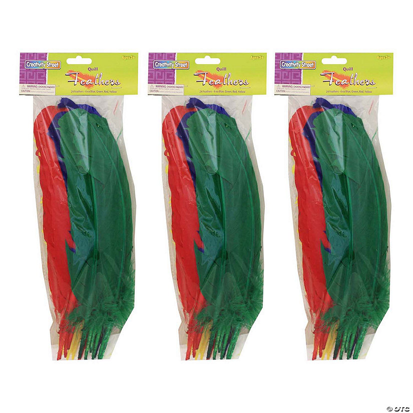 Creativity Street Quill Feathers, Assorted Colors, 12", 24 Per Pack, 3 Packs Image