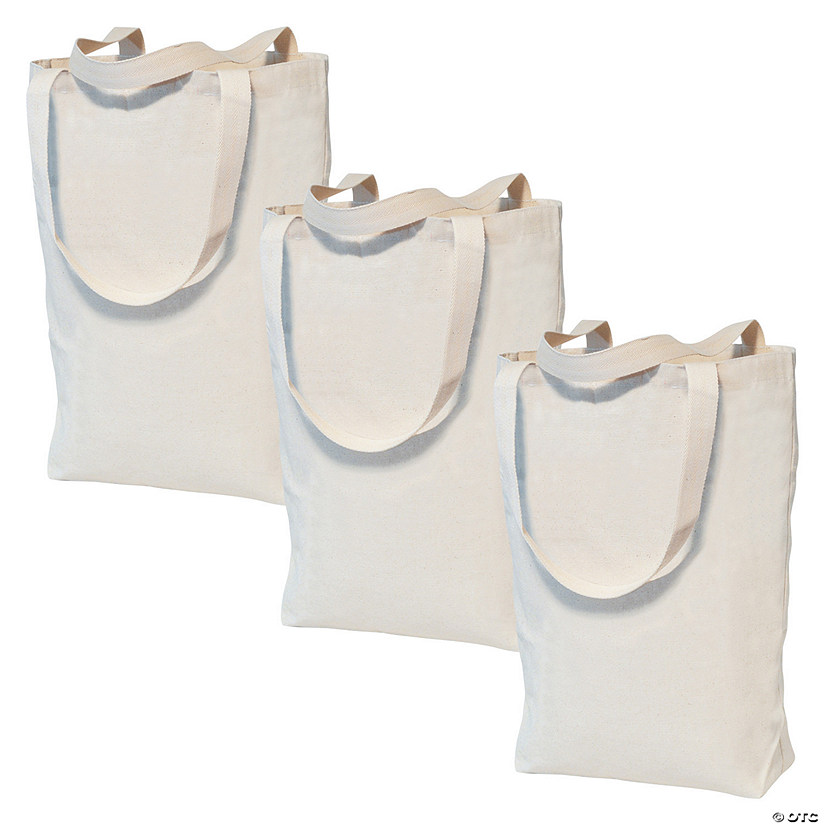 Creativity Street Tote Bags, Large Canvas, 11" x 14" x 4", Pack of 3 Image