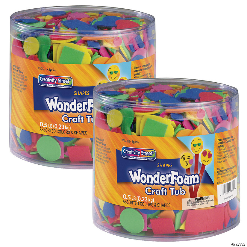 Creativity Street WonderFoam Craft Tub, Foam Shapes, Assorted Sizes, 1/2 lb. Per Pack, 2 Packs Image