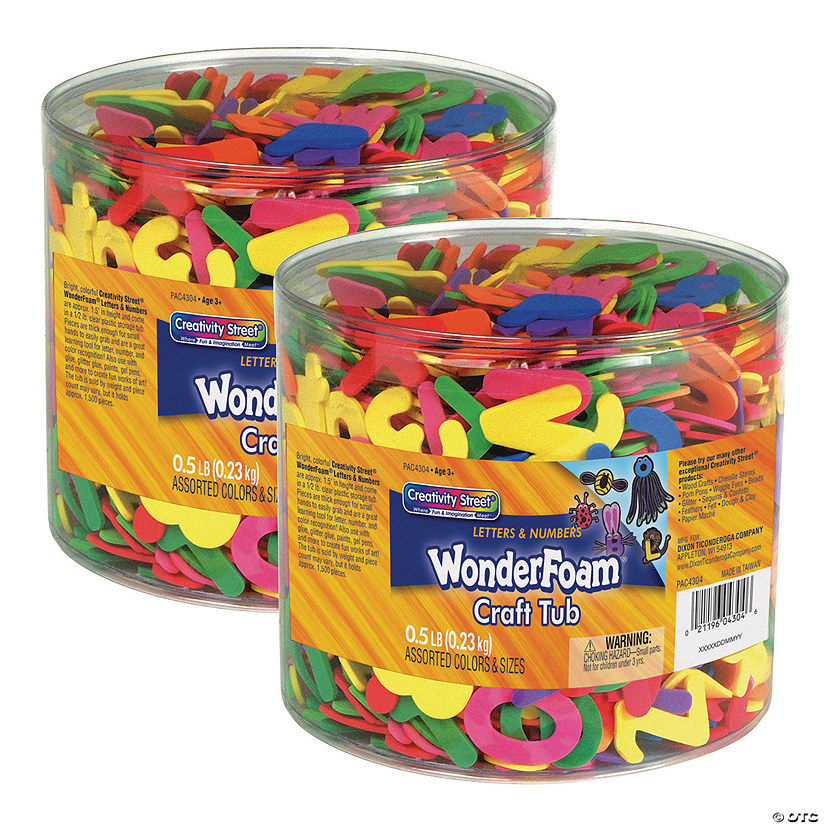 Creativity Street WonderFoam Craft Tub, Letters and Numbers, Assorted Sizes, 1/2 lb. Per Tub, 2 Tubs Image