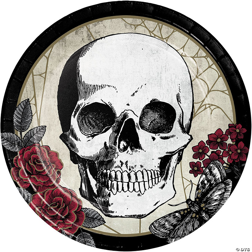Creepy Halloween Skull Paper Plates Image