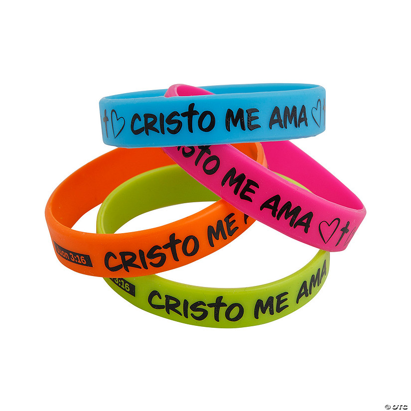 Cristo Me Ama Rubber Bracelets - 24 Pc. Image