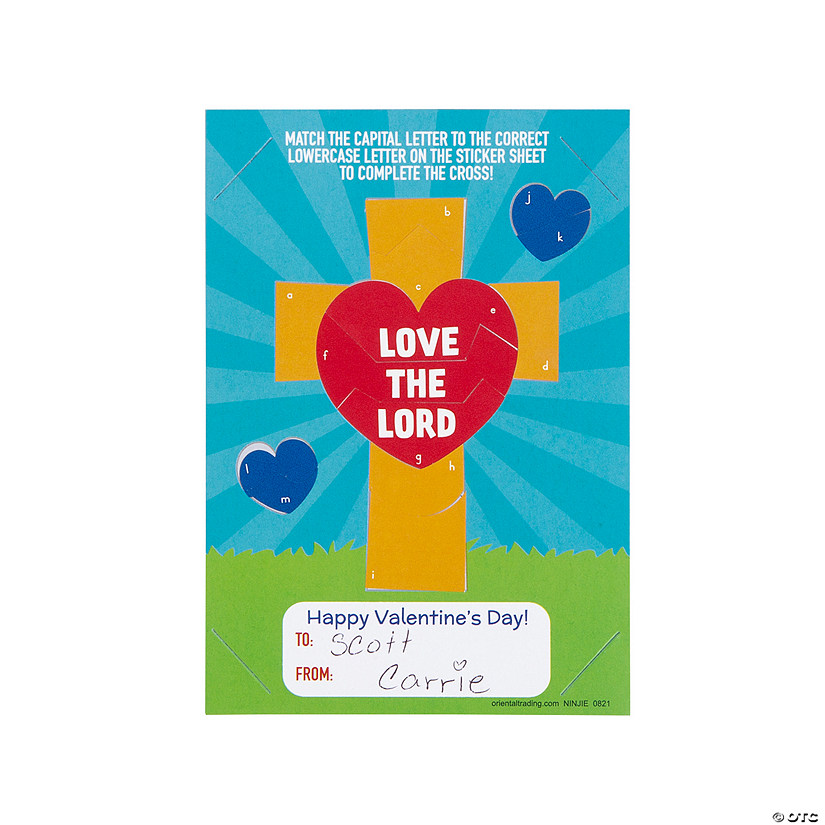 Cross Mosaic Mini Sticker Scene Valentine Cards - 24 Pc. Image