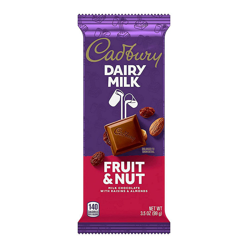 DAIRY MILK Fruit & Nut Milk Chocolate with Raisins and Almonds Full Size, Individually Wrapped Candy Bars, 3.5 oz (Case of 14) Image