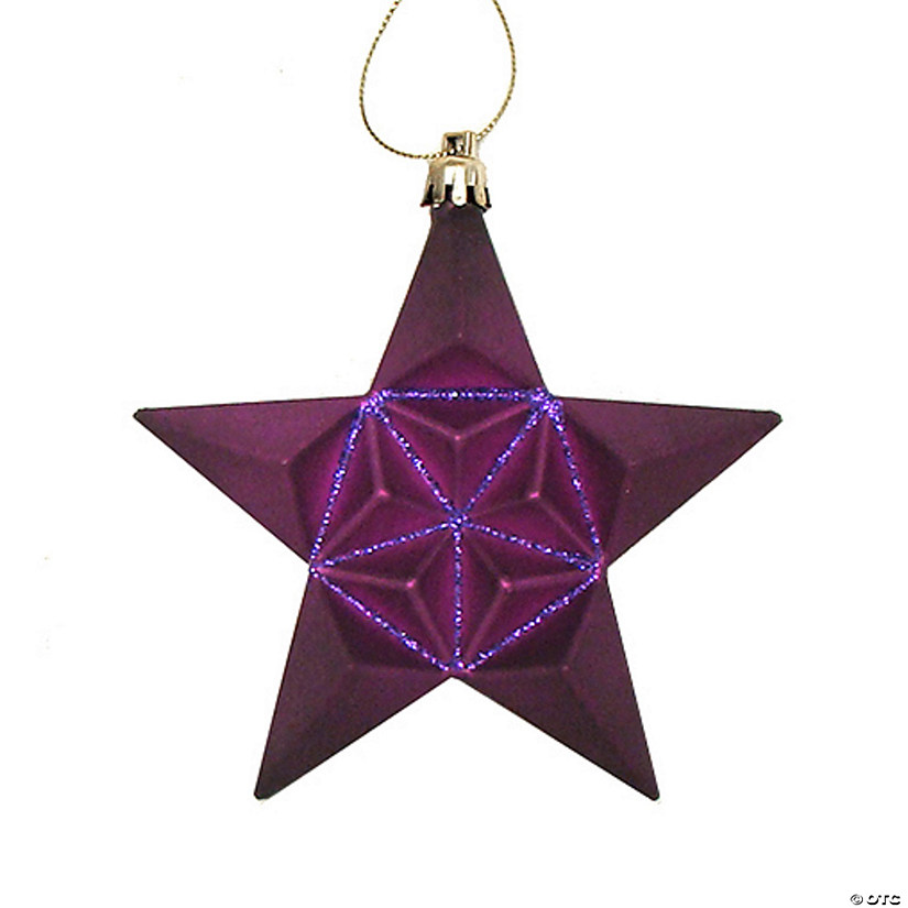 DAK 12ct Purple Shatterproof 2-Finish Star Christmas Ornaments 5" Image