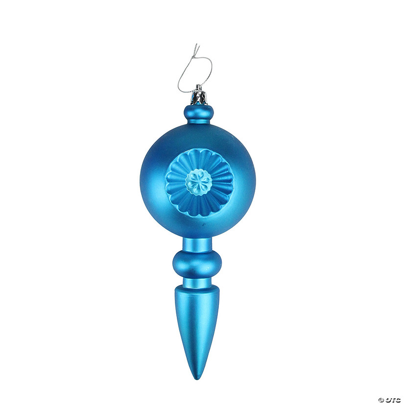 DAK 4ct Turquoise Blue Shatterproof Matte Retro Reflector Christmas Finial Ornaments 7.5" Image