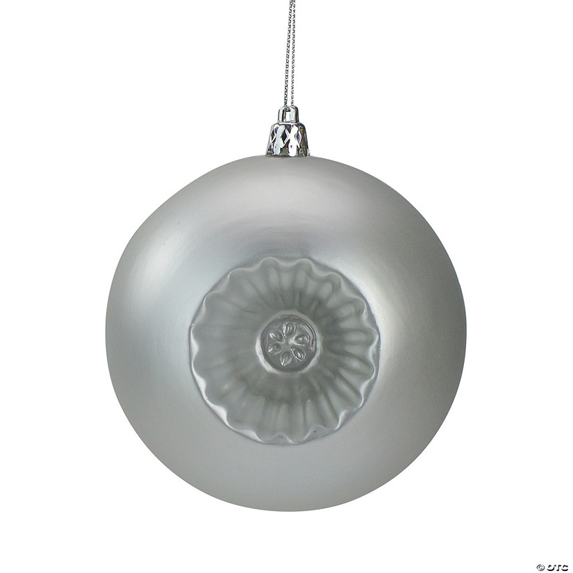 DAK 6ct Silver Shatterproof Matte Retro Reflector Christmas Ball Ornaments 4" (100mm) Image