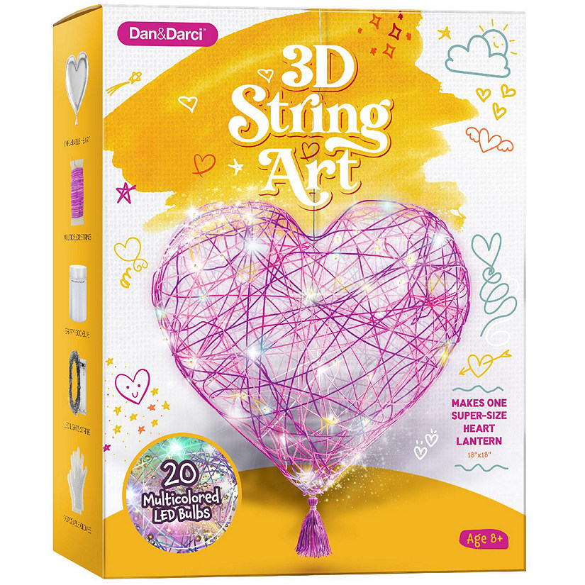 Dan&Darci - 3D String Art Kit for Kids - Makes a Light-Up Star Lantern with 20 Multi-Colored LED Bulbs Image