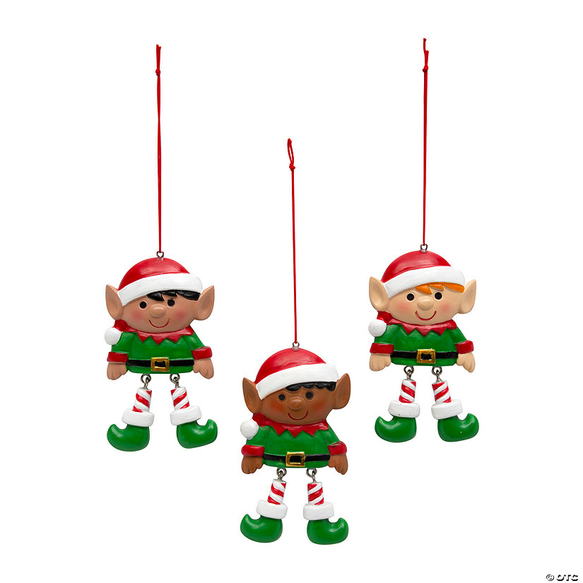 Dangle-Leg Elf Christmas Ornaments - 12 Pc. Image