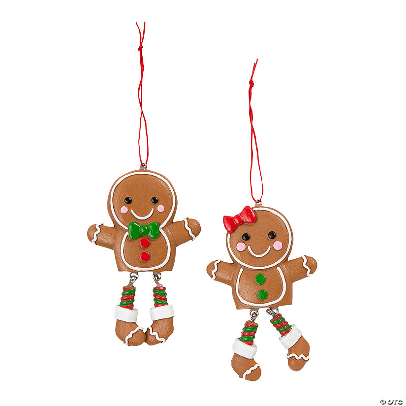 Dangle-Leg Gingerbread Cookie Resin Christmas Ornaments - 12 Pc. Image