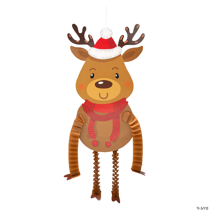 Dangle-Leg Reindeer Hanging Honeycomb Decorations - 4 Pc. Image