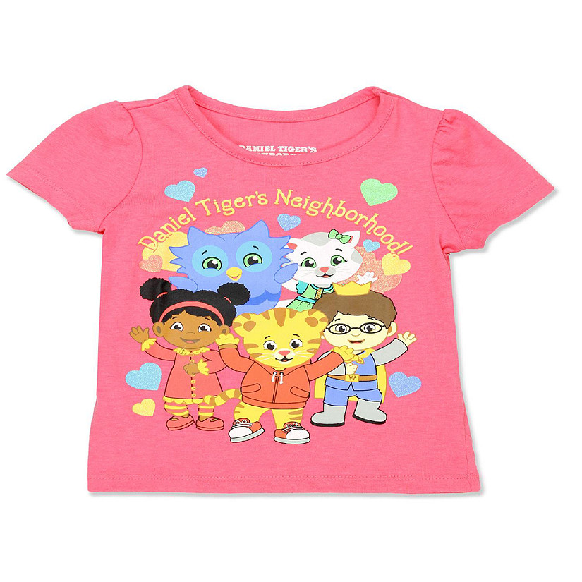 Daniel Tiger Toddler Girls Short Sleeve Tee T-Shirt (2T, Pink/Multi) Image