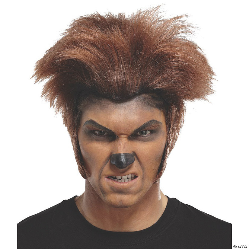 Dark Brown Short Wolfman Wig with Sideburns Image