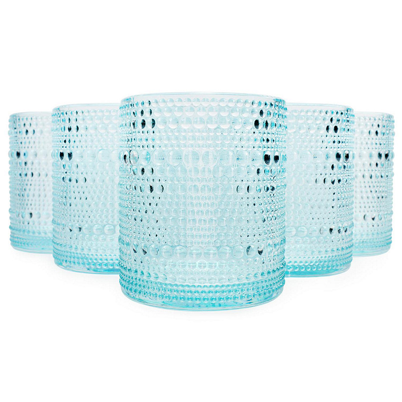 Darware Hobnail Drinking Glasses (12oz, 6pk, Blue); Old-Fashioned Beverage Glasses for Tabletop, and Bar Use and Candle Jars Image
