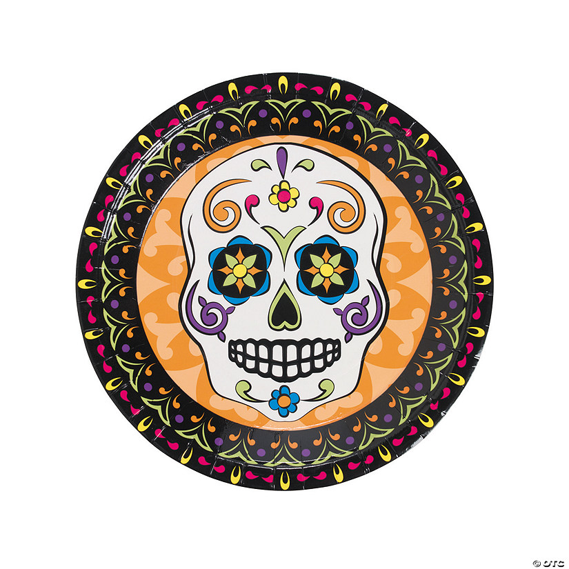 Day of the Dead Party Sugar Skull Paper Dinner Plates - 8 Ct. Image