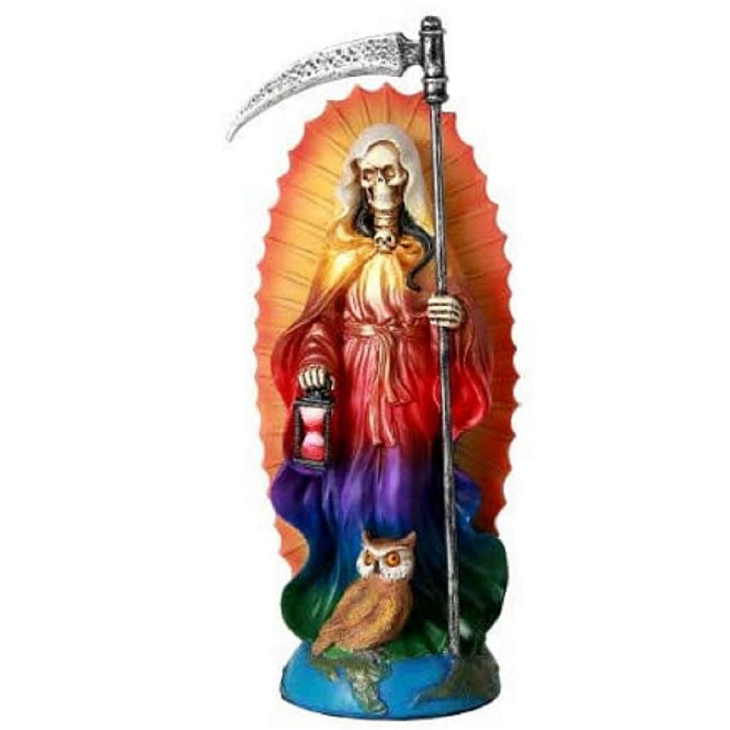 Day of the Dead Rainbow Santa Muerte Holding Hourglass Figurine Image