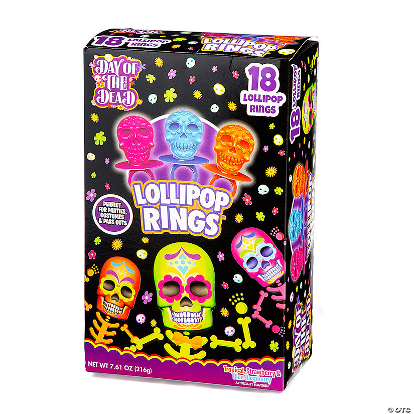 Day of the Dead Ring Lollipops - 18 Pc. Image