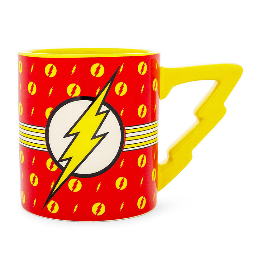 DC Comics The Flash Logo Ceramic Mug With Lightning Bolt Handle  Holds 20 Ounce Image