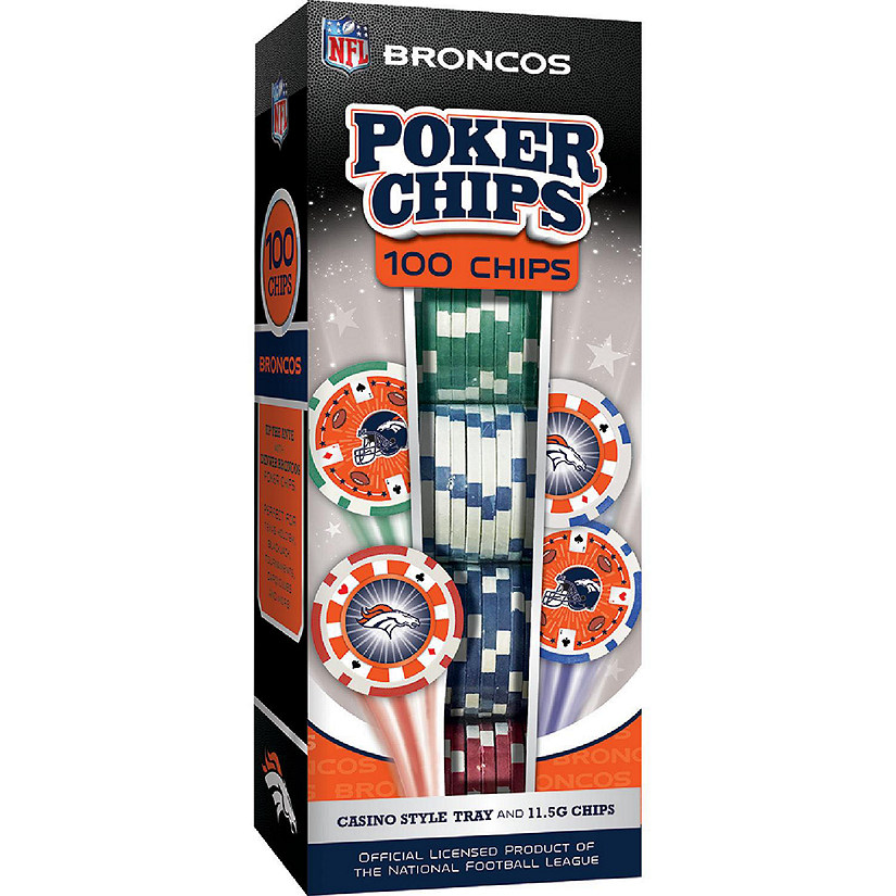 Denver Broncos 100 Piece Poker Chips Image