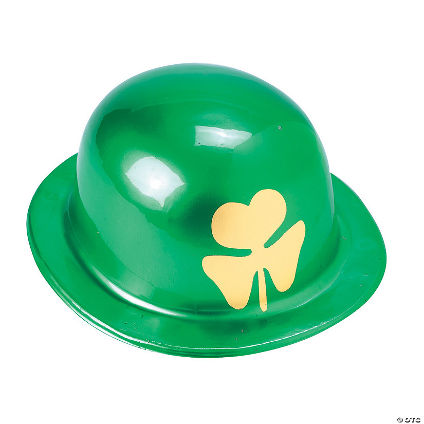 Derby Hats with Gold Shamrock Print - 12 Pc. Image