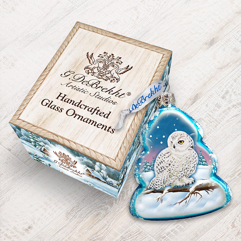 Designocracy White Owl Keepsake Glass Ornament Image