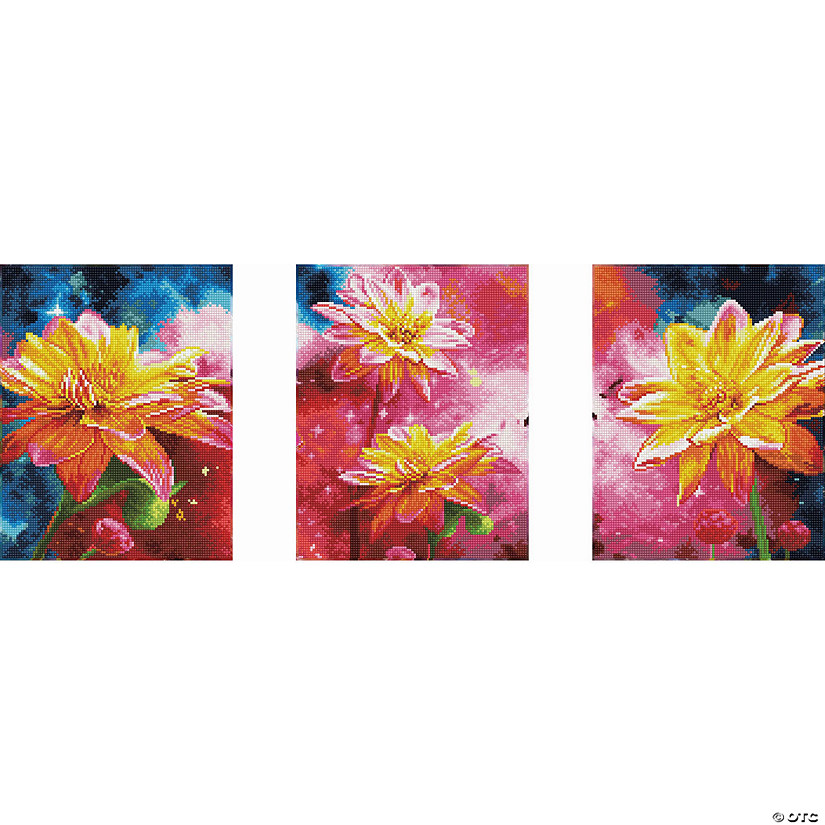 Diamond Art Kit 11"x 14" Triptych Yellow Flowers 3pc&#160; &#160;&#160; &#160; Image