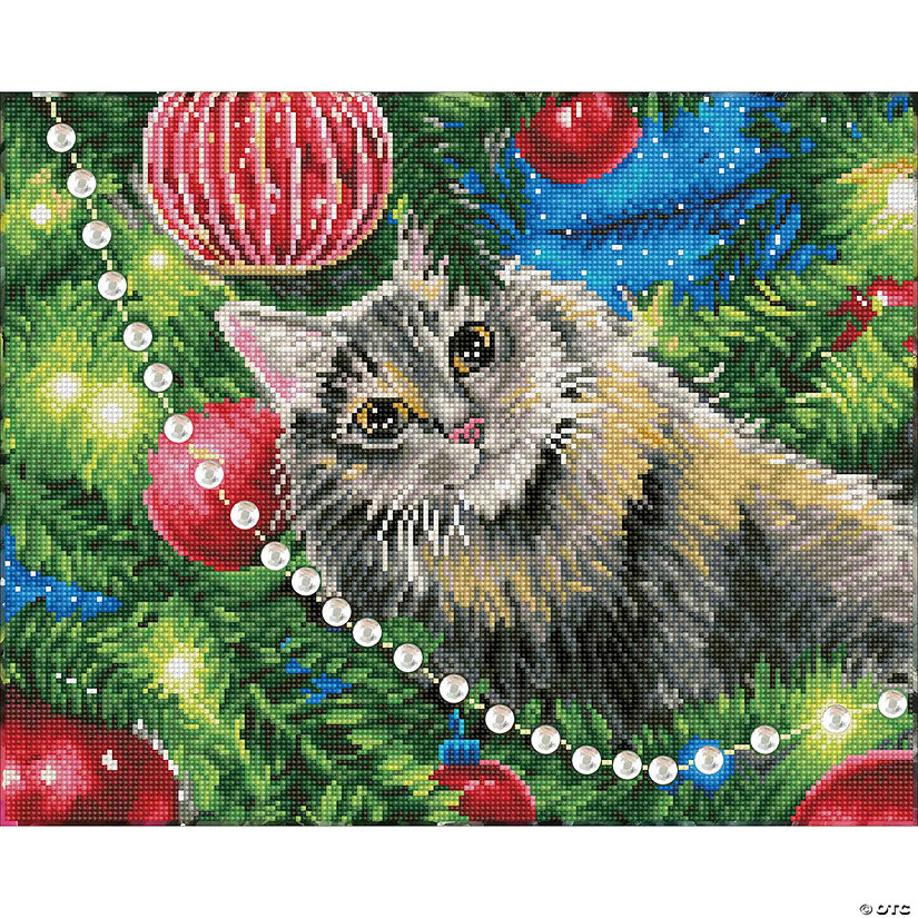 Diamond Art Kit 20"x 16" Premium Christmas Cat&#160; &#160;&#160; &#160; Image
