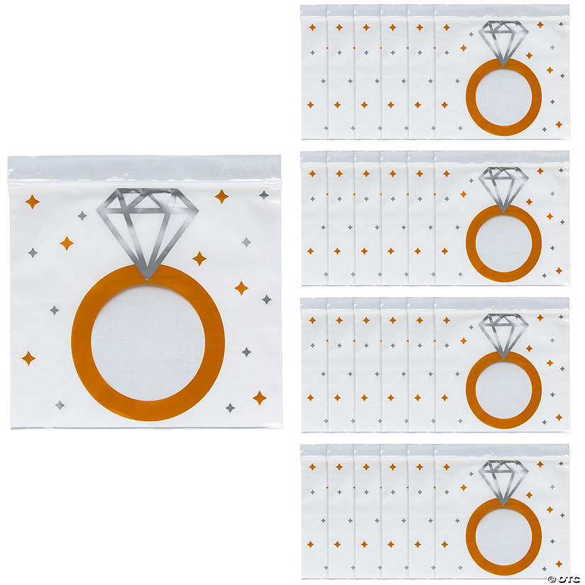 Diamond Ring Resealable Plastic Favor Bags - 24 Pc. Image