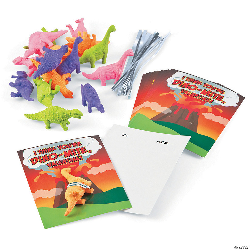 Dinosaur Eraser Valentine Exchanges with Card for 24 Image
